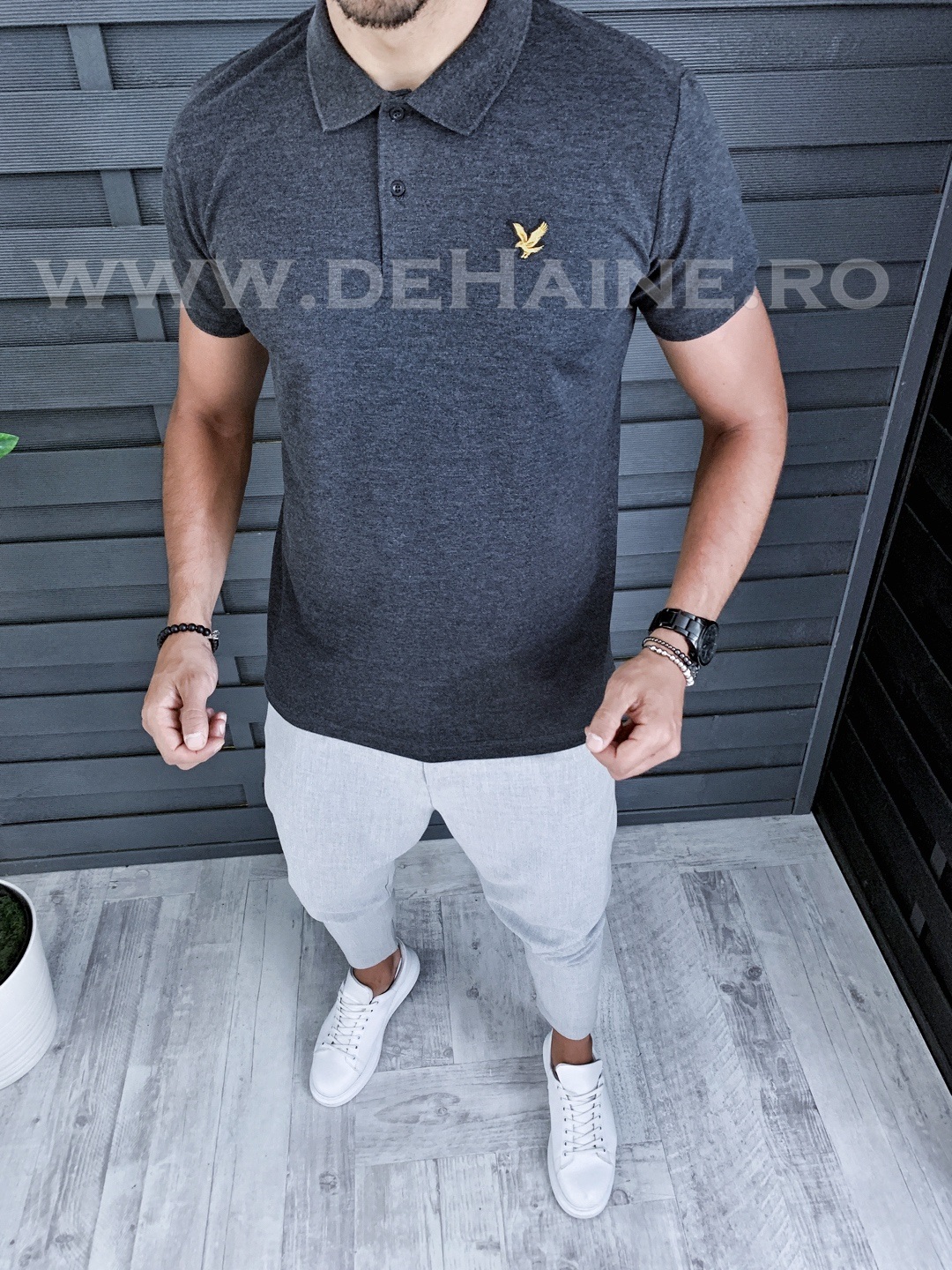 Tricou barbati gri inchis premium b1299*
